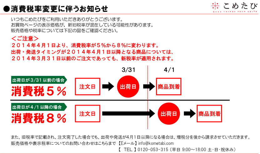 消費税率変更に伴うお知らせ